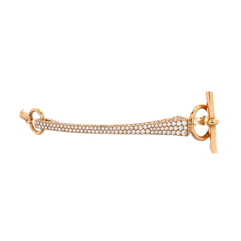 Hermes Clou de Forge Chain Bracelet 18K Rose Gold with Pave Diamonds